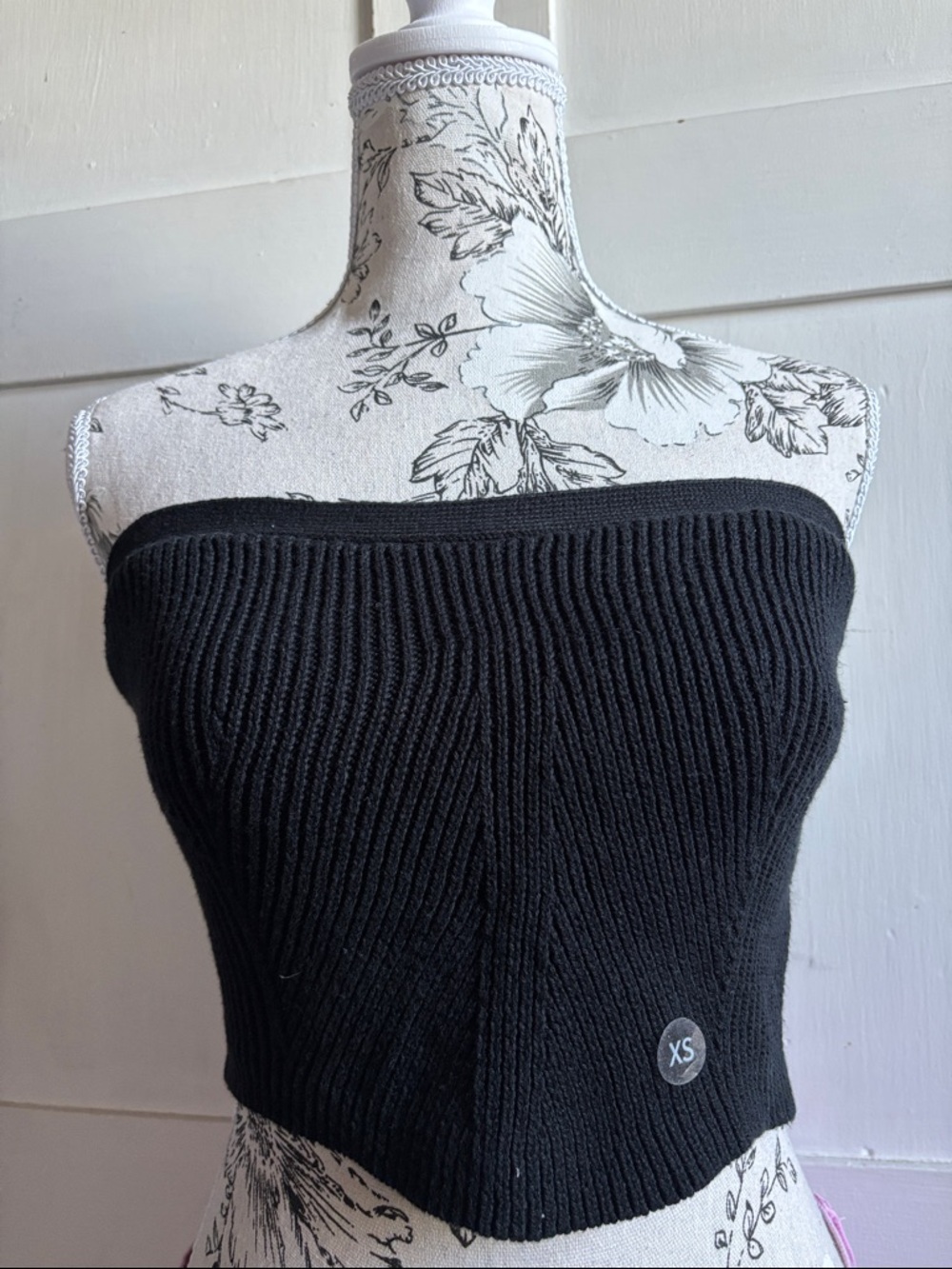 Pacsun LA Hearts Black Strapless Ribbed Knit Sweater Tube Top XS